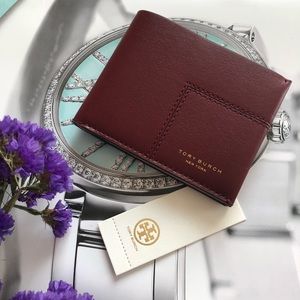 Tory Burch Block T Travel Foldable Card Case Wallet